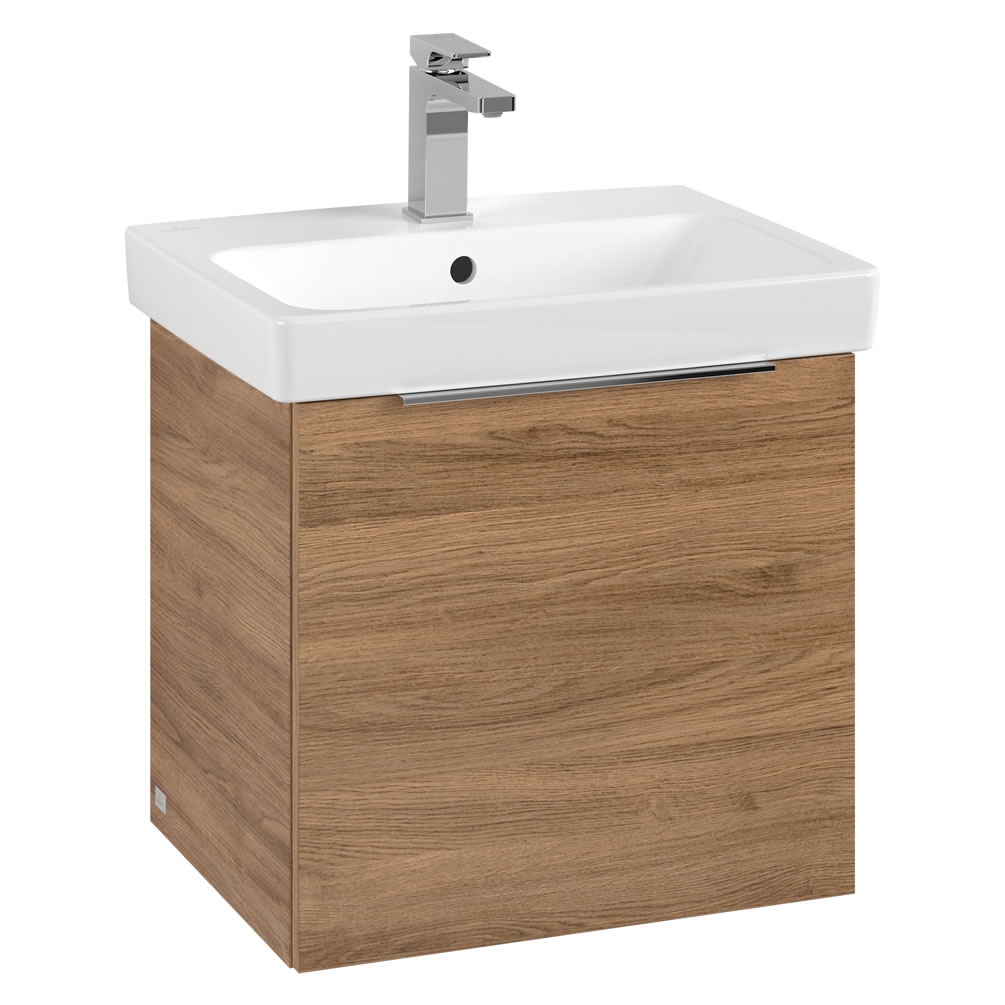 Cutout image of Villeroy & Boch Architectura Kansas Oak 550mm Wall-Hung Vanity Unit & Basin